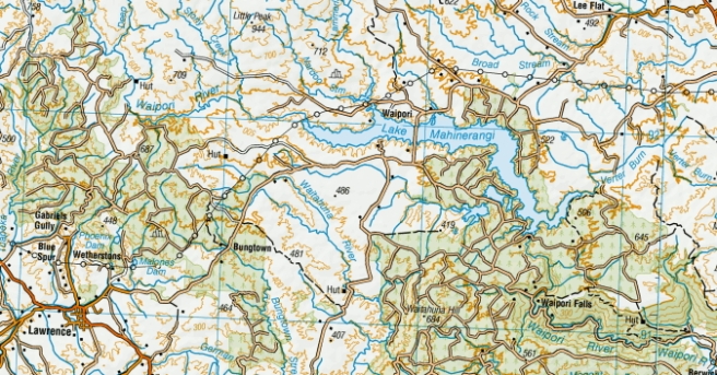 bungtown and mahinerangi map